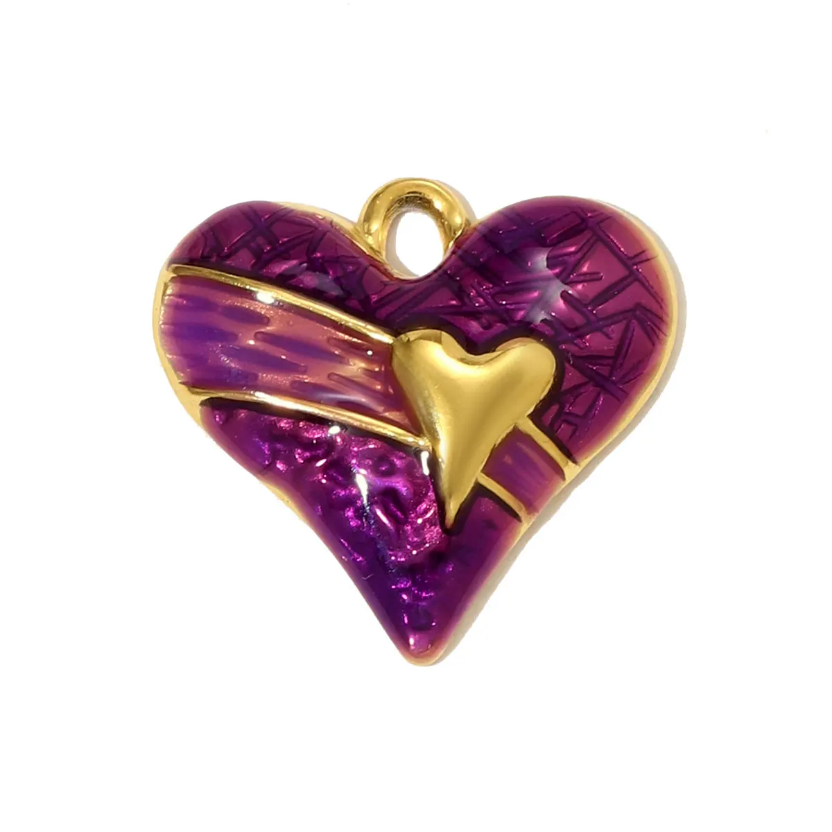 3Pcs/Lot Stainless Steel Enamel Flower Charms Rhinestone Heart Pendants For Making Women Fashion Jewelry Accessory Wholesale