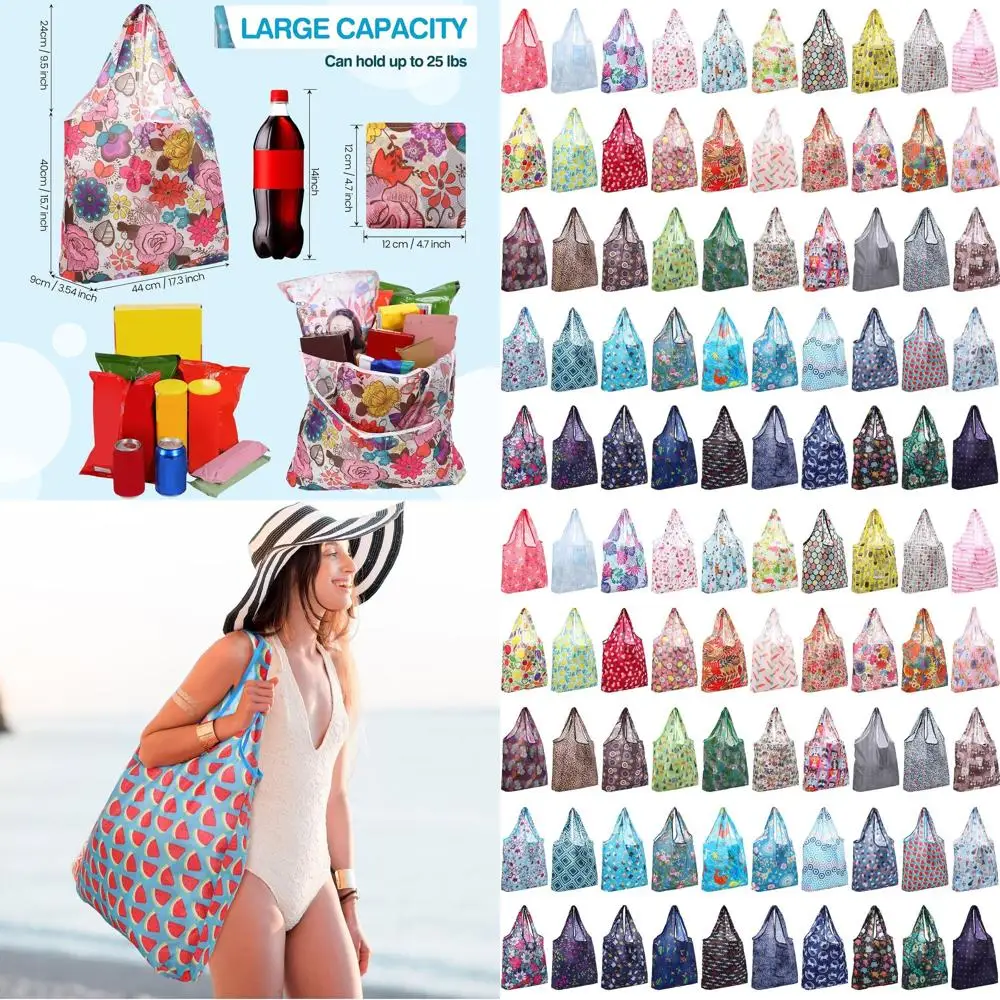 

Набор из 50 многоразовых сумок для продуктов - складные, моющиеся сумки для покупок с чехлом для переноски