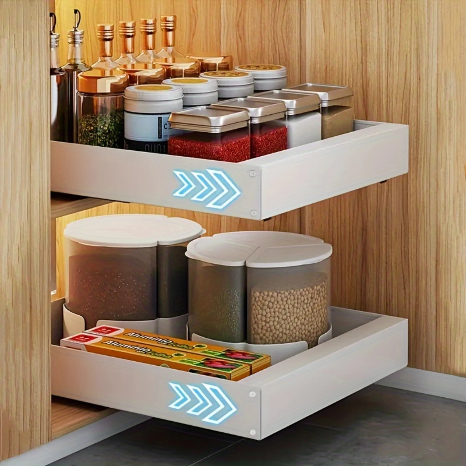 Expand, Maximize & Streamline Your Kitchen with Our Adjustable Pull-Out Organizer – Perfect for Spices &