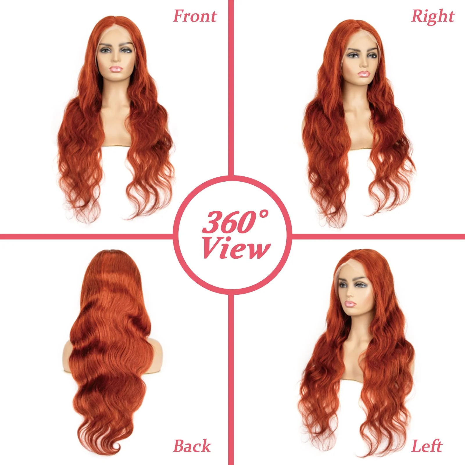 250% Density 350 Ginger Orange Human Hair Wigs 30 Inch Body Wave Pre Plucked With Baby Hair 13x4 Lace Front Wigs Body Wave Wigs