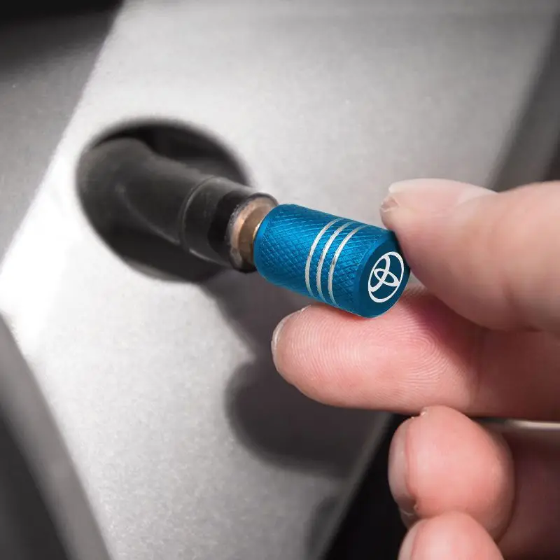 عجلة السيارة الإطارات صمام قبعات يغطي لتويوتا كورولا Rav4 أوريس CHR أفينسيس الليزر عجلة الإطارات الجذعية صمام قبعات 4 قطعة #4