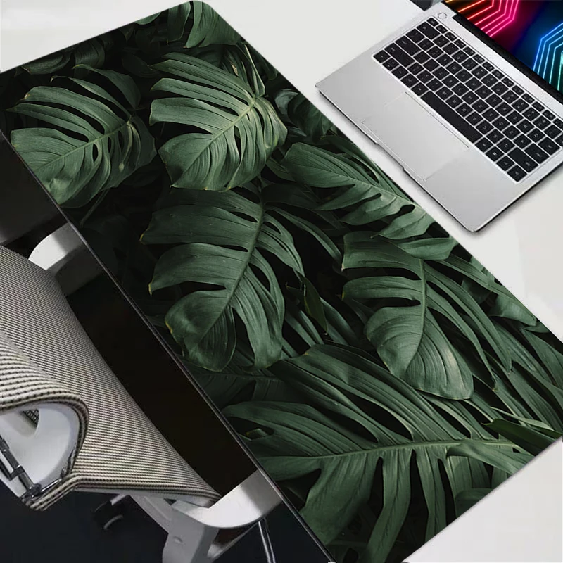 

XXL Mausepad green leaves Desk Mat Gaming Mat Pad on The Table Office Gamer Accessories Keyboard Mats XL Mouse Pad Mouse Carpet