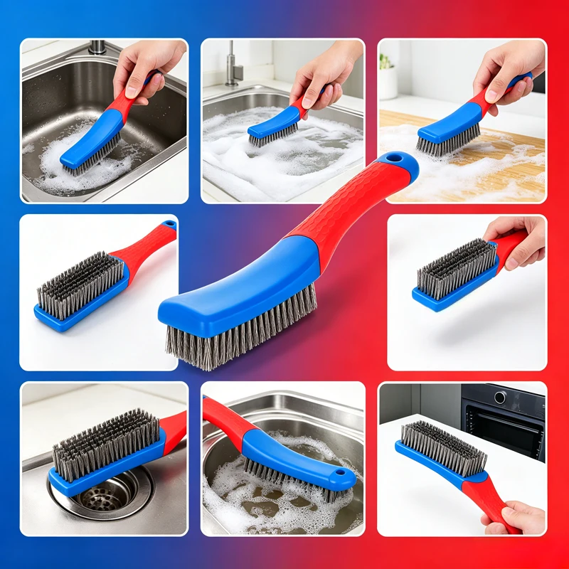 Escova de arame de aço inoxidável resistente, escova de limpeza multifuncional - perfeita para remover ferrugem, escória de solda, sujeira e tinta