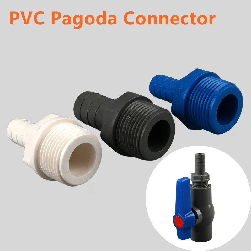 

PVC Pagoda Male Thread Connector Garden Irrigation Aquarium Fish Tank Water Pipe 1/2 "-8mm/10mm/12mm/16mm 3/4"-12mm 2~10PCS