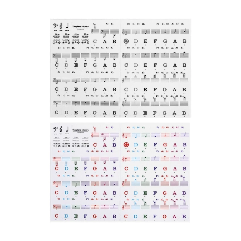 Music Learning Stickers for Electronic Keyboards 54 61 88 Keys Staff Note Markers Quick Application Practice Accessories