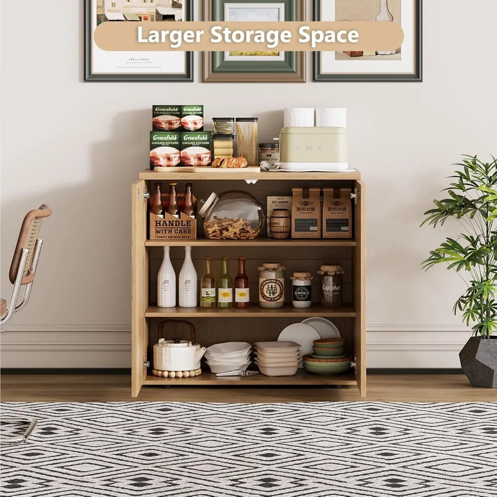 Moderne gecanneleerde buffetkast met opbergruimte, dressoir, credenza, consoletafel, koffiebar, pop-up deur