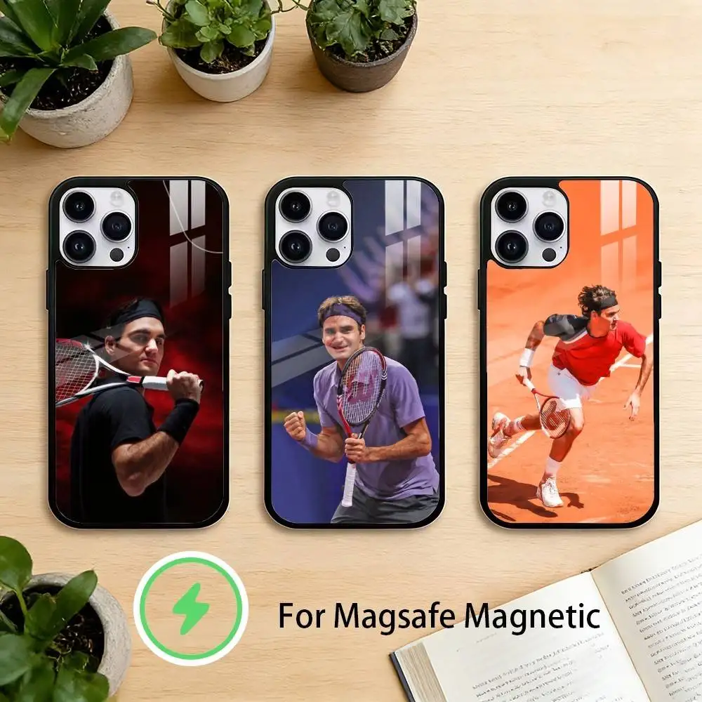 

Tennis Roger Federer RF Phone Case For iPhone 17 16 15 14 13 12 Pro Max Plus for Mirror Wireless Magnetic Cover