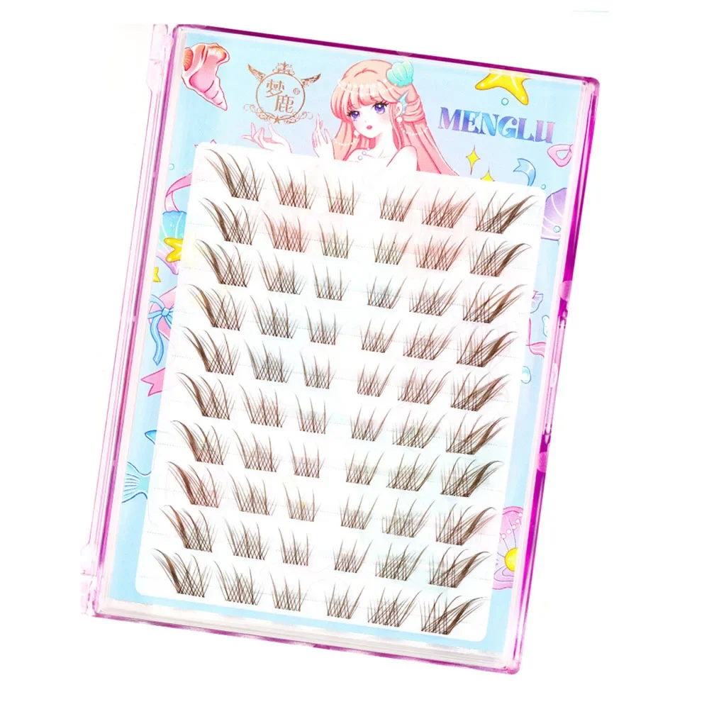 60 Clusters 10-14mm Brown False Eyelash Fox Series Fly Obliquely Individual Cluster Fake Eyelash Hot Girl Cool Eye Makeup