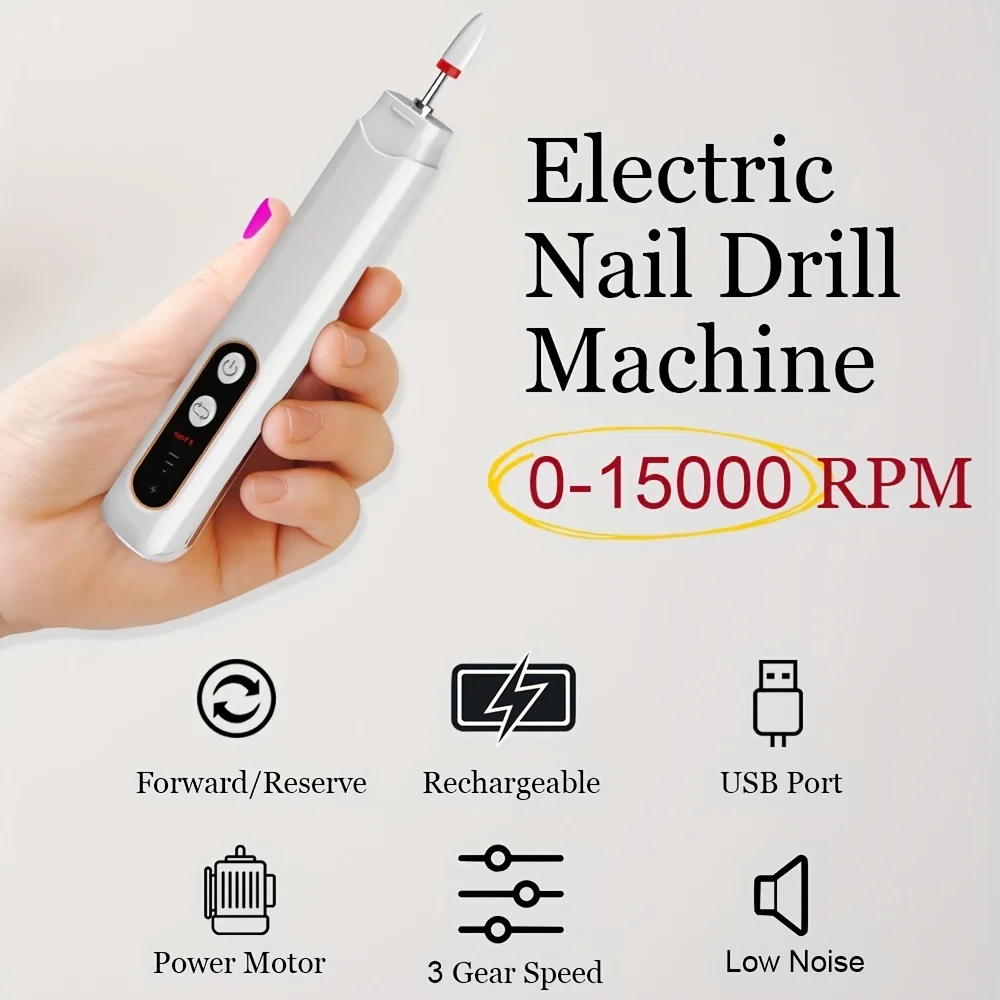 ชุดเจาะเล็บแบบพกพาสําหรับทําเล็บมืออาชีพและเล็บ - ลบผิวที่ตายแล้ว ยาทาเล็บอะคริลิกและเจลรูปร่าง