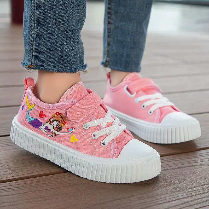 Kids Spring 2026 Canvas Shoes Girls School Breathable Trendy Casual Shoes Fashion Comfortable Footwear Hot Selling