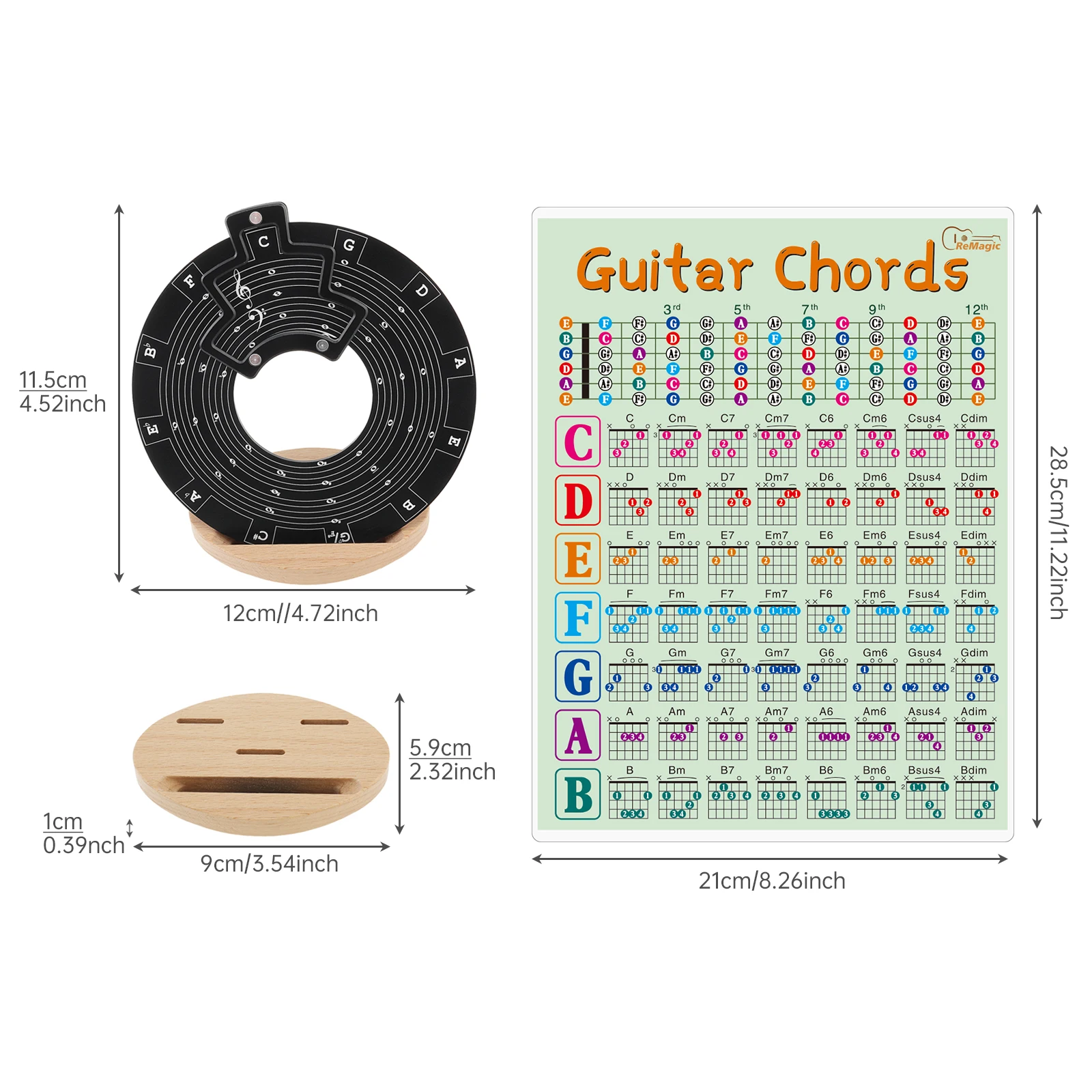 Acrylic Circle of Fifths Chord Melody Wheel for Musicians Songwriting with Solid Wood Stand Holder, Music Theory Learning Tool - view 2
