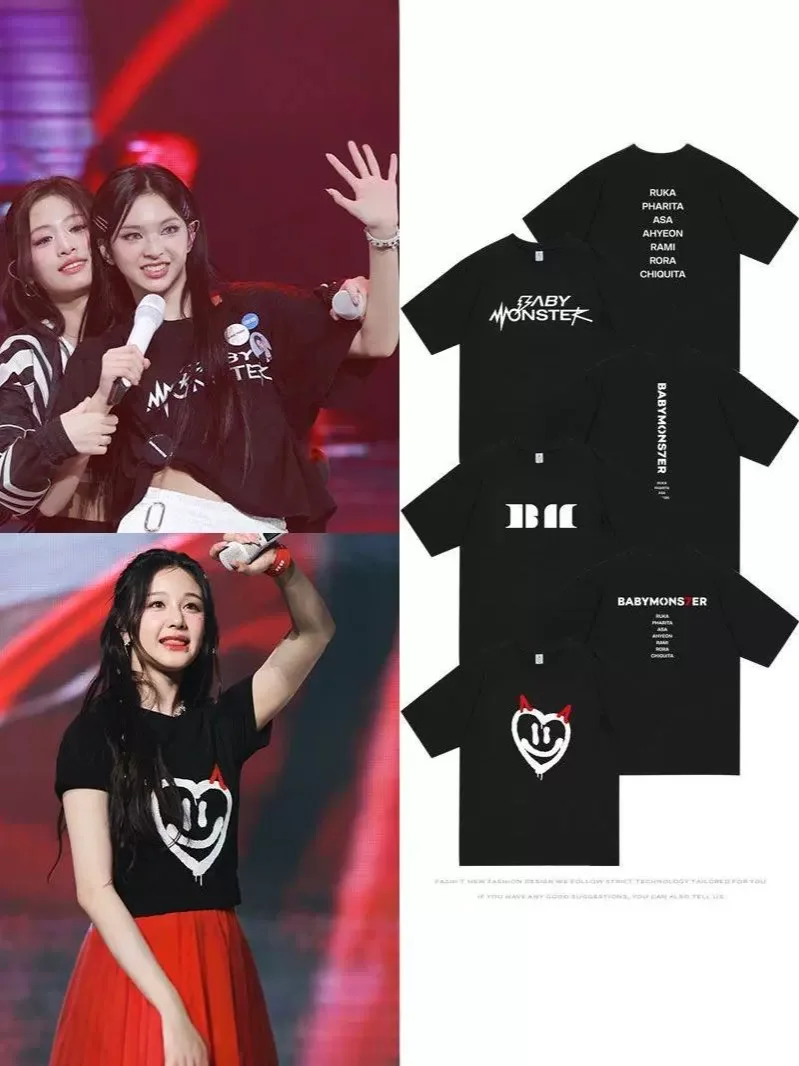 KPOP BABYMONSTER 2024 Fan Meeting Clothes SEE YOU THERE Concert Cotton Short-Sleeved Loose T-shirt AHYEON ASA Fans Gift