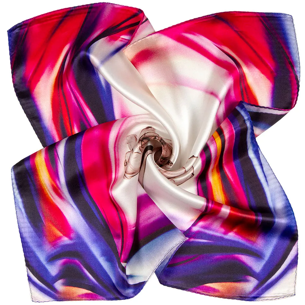 53cm 100% Genuine Silk Scarves Woman Hair Scarf for Kids Flower Print Corn Poppy Square Summer Women's Neckscarf Gifts Children