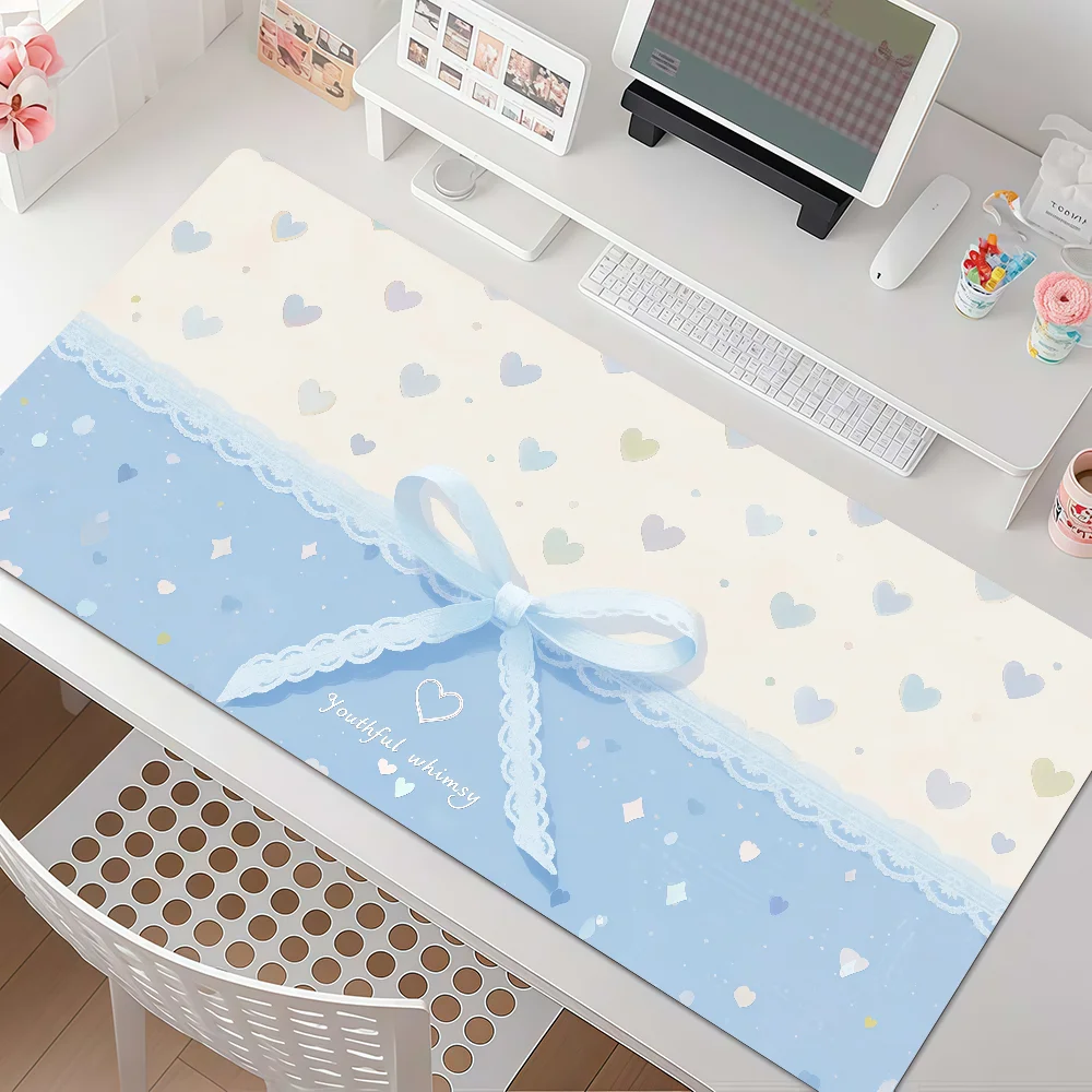 Floral Bow Mouse Pad Anti Slip Rubber Edge Locked Thickened Laptop Gaming Desk Mat