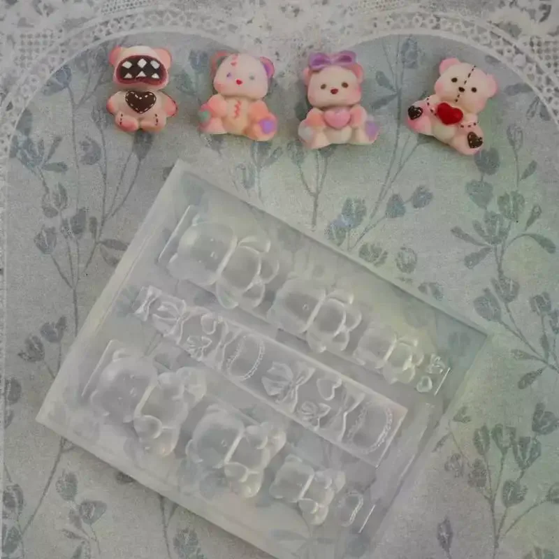 แม่พิมพ์เล็บซิลิโคน 3 มิติคุณภาพสูง ดีไซน์ครีมโบว์แบร์ เหมาะสำหรับงาน DIY ศิลปะบนเล็บและทำเล็บ