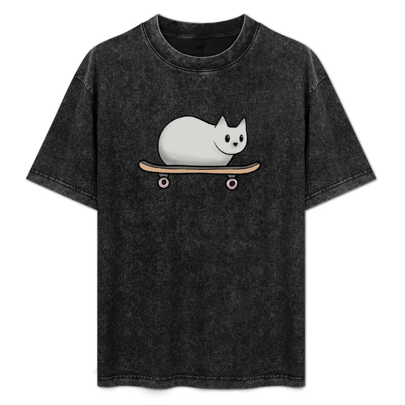 

Cat on a Skateboard T-Shirt cotton graphic tees summer clothes Short sleeve tee mens champion t shirts