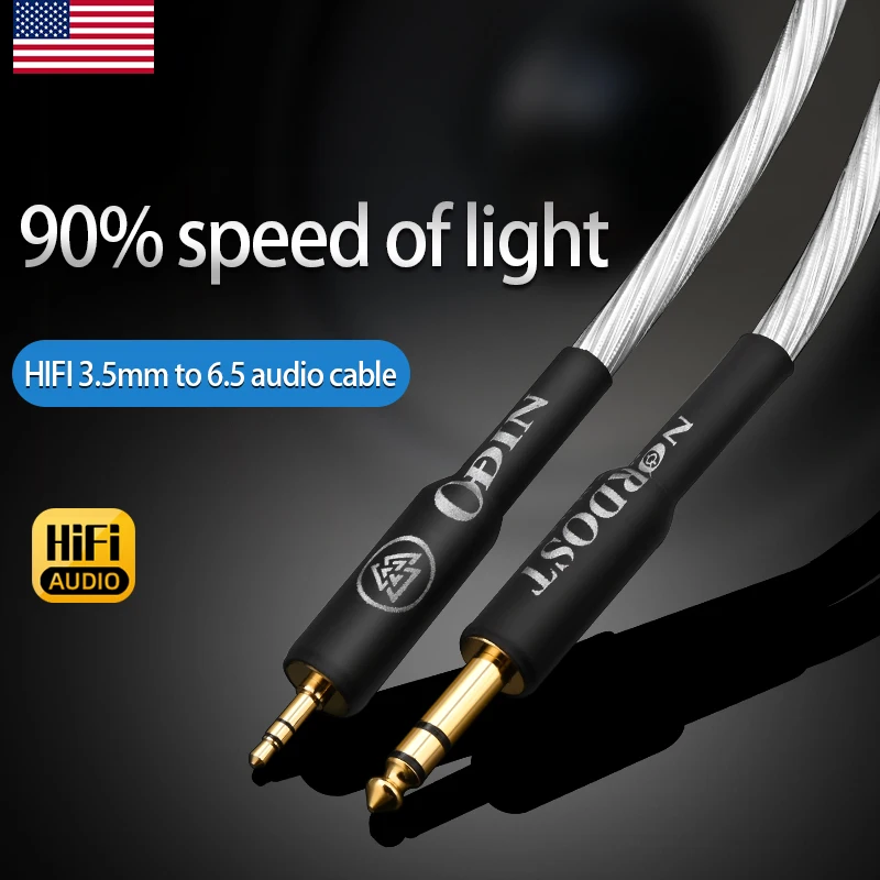 HiFi 3.5mm to 6.35mm Audio Cable Pure Silver OCC Stereo 3.5 Jack to 6.5 Jack  Adapter Aux Cable for Mixer Amplifier