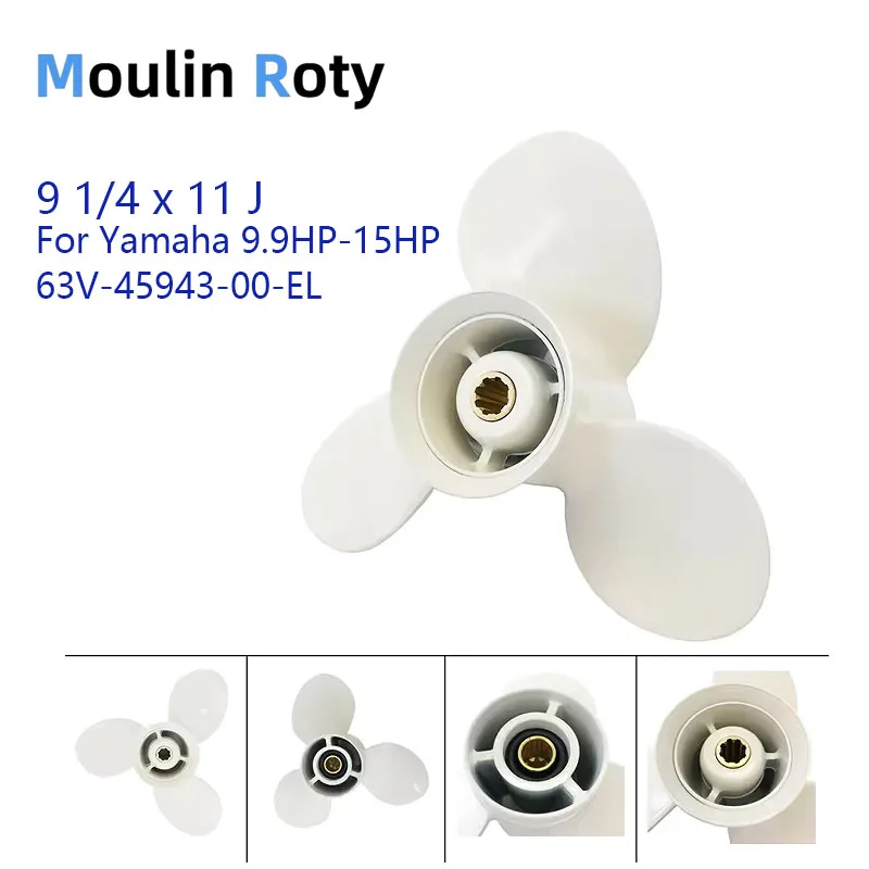 

Propeller 63V-45943-00 9 1/4X11-J Suitable for Yamaha Outboard Engine 9.9 Hp F9.9 15Hp F15C F15 F20 Aluminum 63V-45943-00-El
