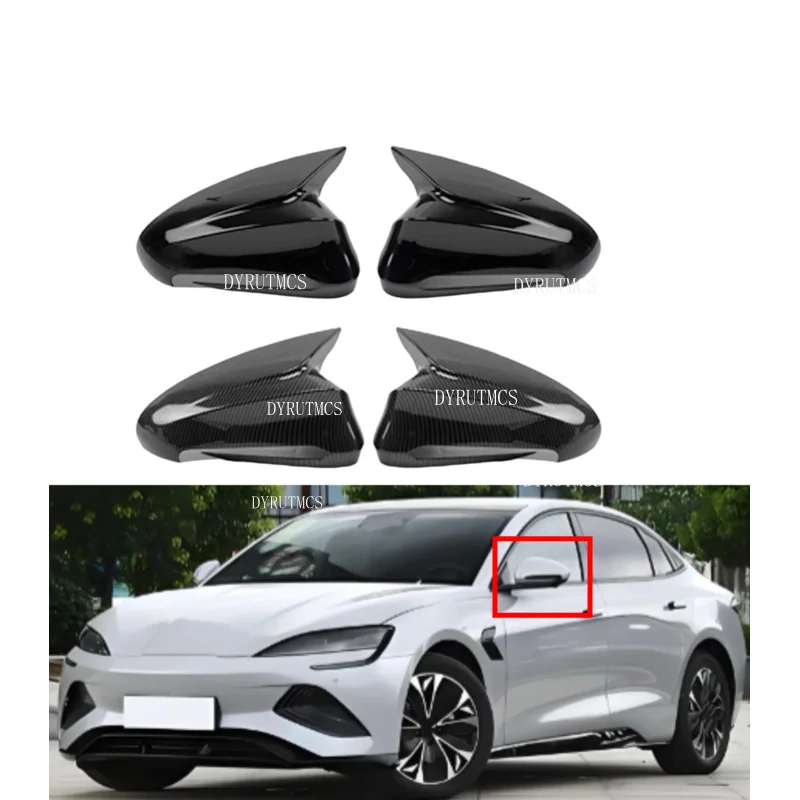 Car Rearview Side Mirror Cover Fit For BYD Seal Atto 4 2022 2023 2024   Wing Cap Rear View Case Trim Carbon Fiber