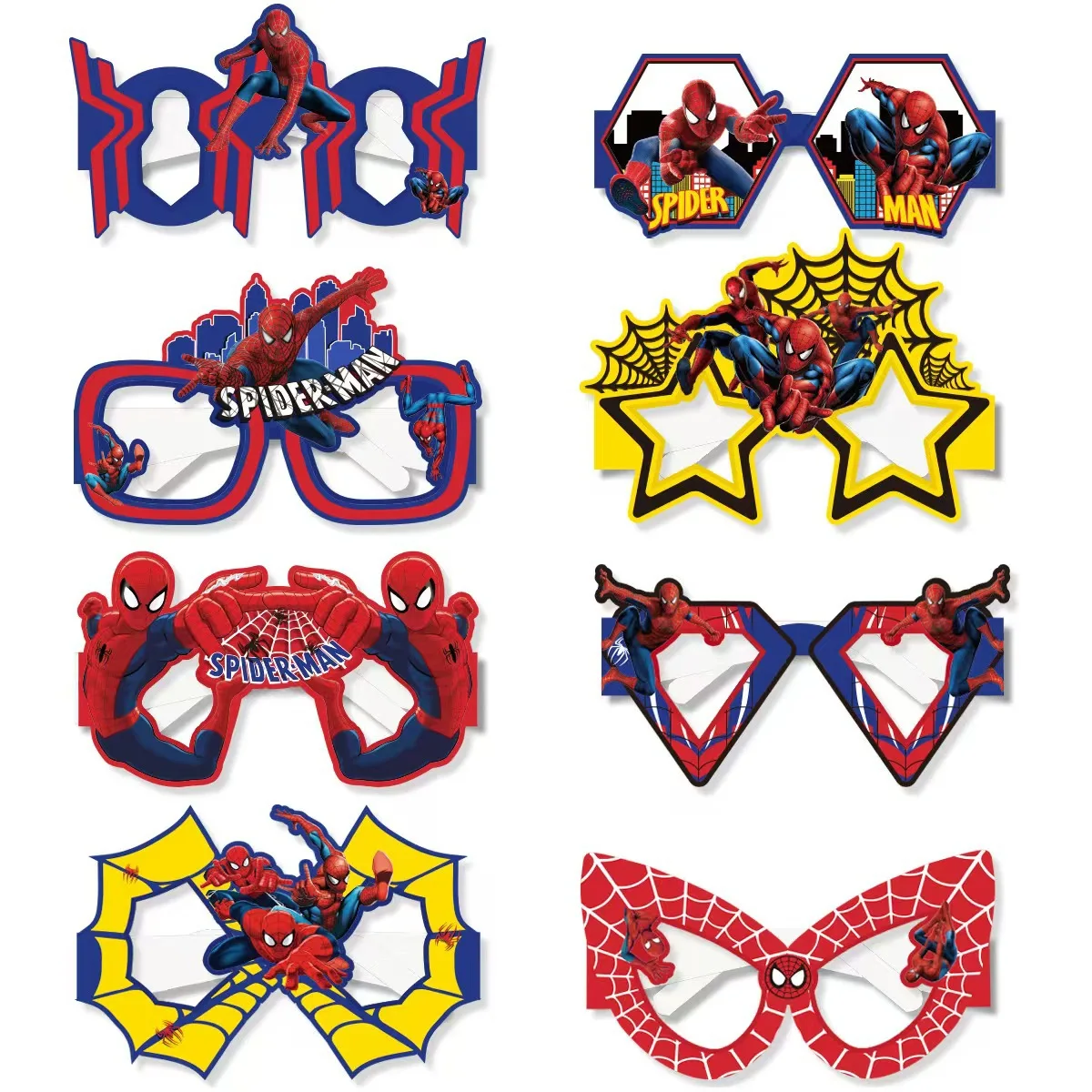 8 Stück Spider-Man Papierbrillen, umweltfreundlich, für Cosplay, Superhelden, lustige Fotos, Kinderparty, Geburtstag, Requisiten, Dekoration, Geschenke, Spielzeug – Detail 5