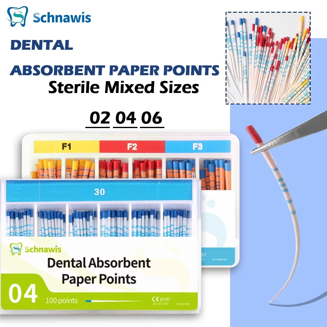 Dentistry Endodontics Paper Tips Cone Disposable Guttahanger Taper F1 F2 F3 Absorbent Fiber Poles Points Mark Dental Materials