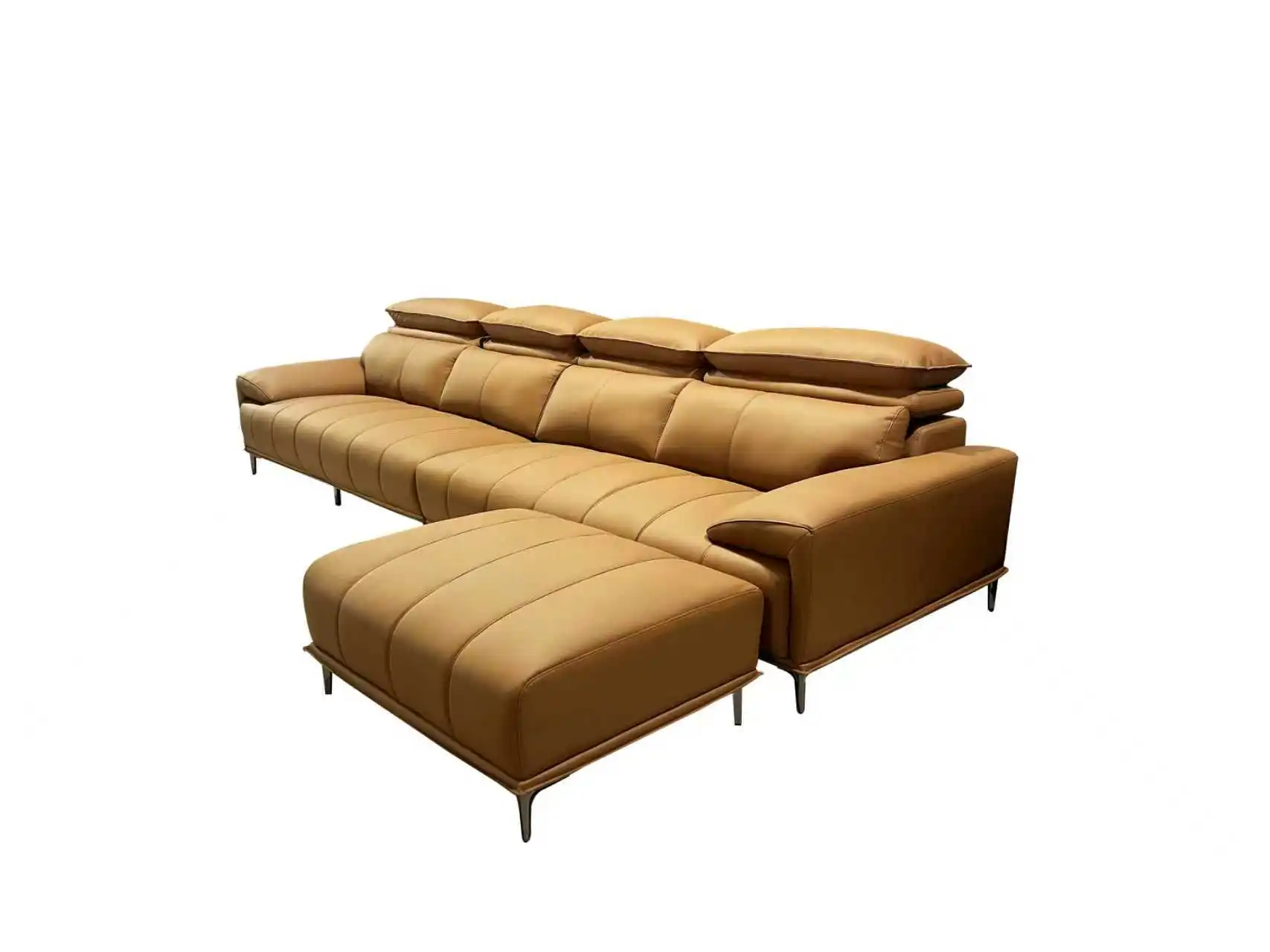 أريكة معيارية جلدية فاخرة حديثة سرير غرفة معيشة على شكل حرف L مع ديكور منزلي ديكور منزلي حديث #4