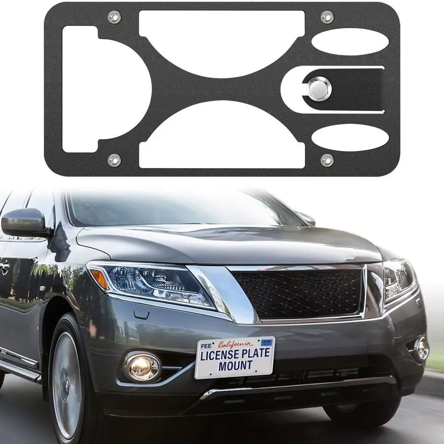 

Drill Front License Plate Bracket Mount Kit Compatible with Nissan Pathfinder 20132020 Installs in Seconds,Front Bumper License
