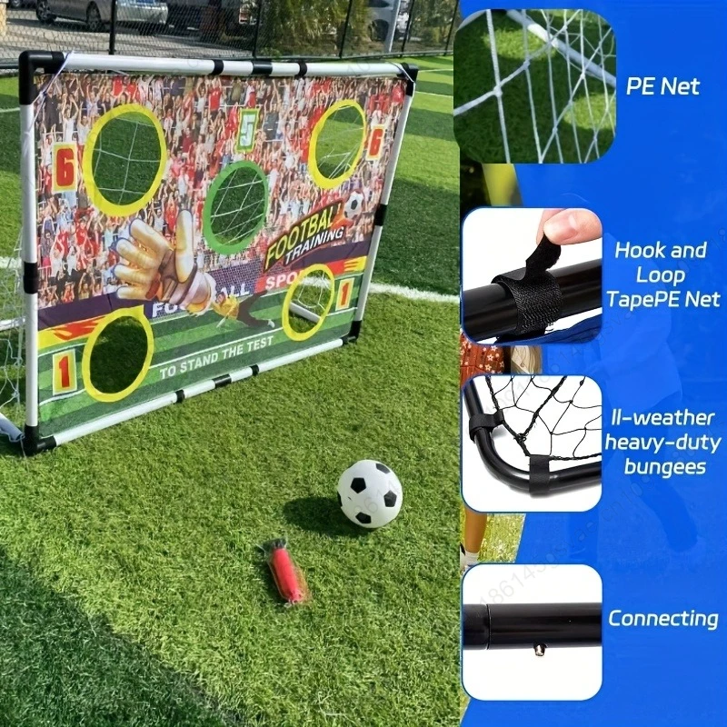 Football Goal Sports Toy Foldable Children's Football Gate with Pump & Ball Portable Soccer Goal for Outdoor Football Training