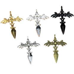 WZNB 10Pcs Bats Wings Cross Charms Sword Alloy Pendants For Diy Jewelry Earrings Necklaces Making Craft Accessories Wholesale