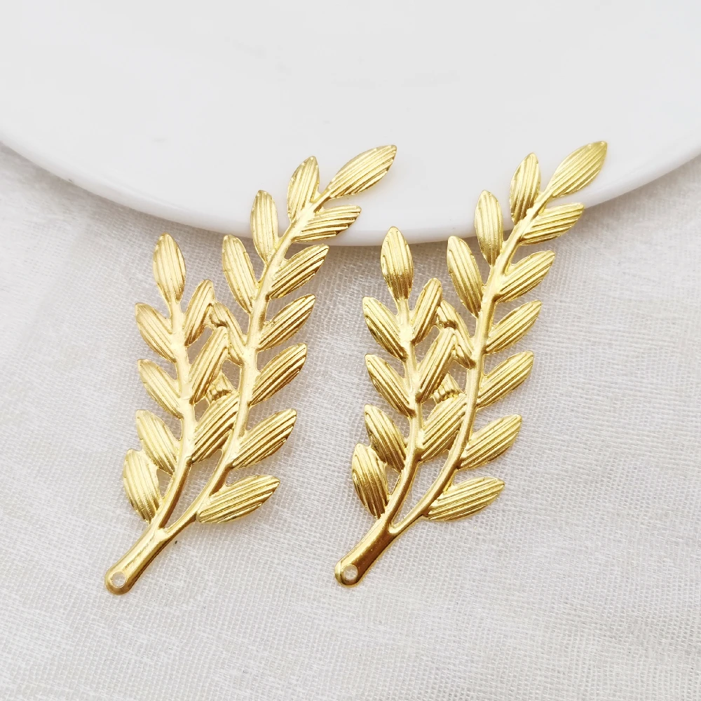 

20 PCS diy Jewelry Accessories 60x25mm Gold color Metal Filigree Leaves Flowers Slice Charms Pendant Setting Making