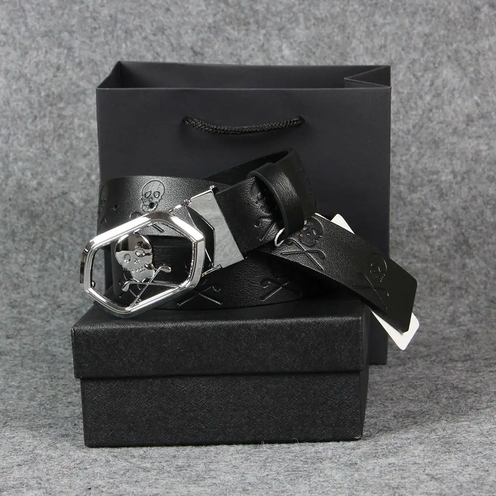 حزام جولف نسائي، حزام جلدي مريح بنمط جمجمة عصري، مناسب للسيدات