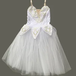 Vestito da balletto bianco ragazze Tutu gonna di balletto abito lungo da Ballerina per bambini Performance gonne di danza del ventre da donna