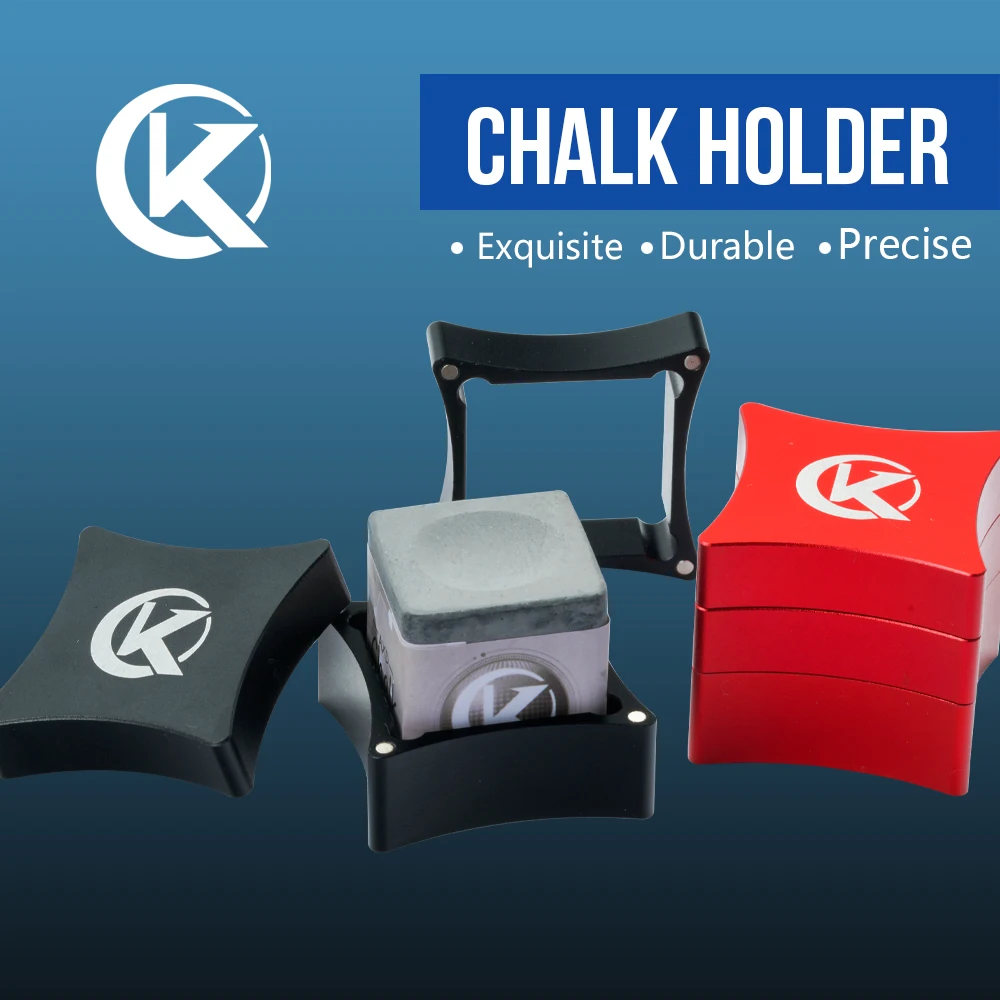 

KONLLEN-Portable Metal Chalk Holder, Chalk Cue Cue Carrier Box, Billiards Snooker Accessories, Red and Black Color