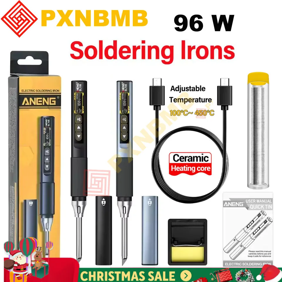 T12 Soldering Irons kits Welding Type-c PD QC Charging 96W Portable Adjustable Temperature 28V Fast Heat Tester Electric Tools