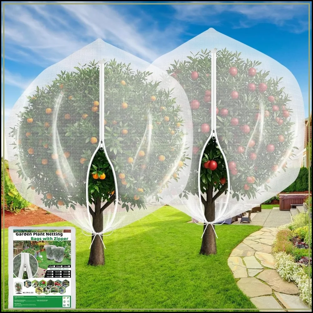 

Garden Bird Netting for Fruit Trees & Berry Bushes, 6x7 ft, 2-Pack with Zipper