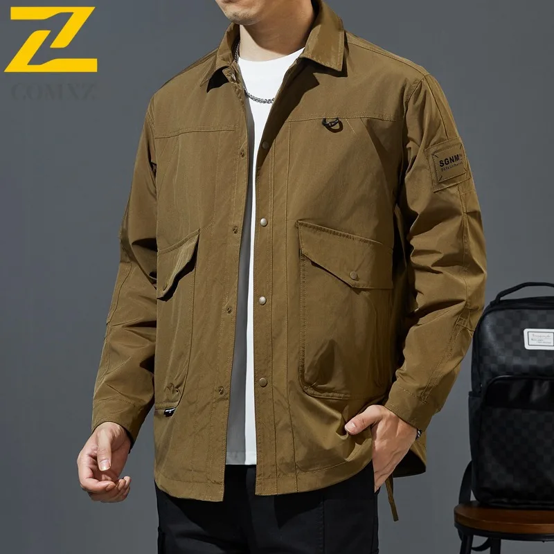 

COMXZ Jacket Autumn Workwear Waterproof Windproof Men's Casual Coat for Hiking Camping Fishing Urban Outdoor Sports Wear 2025