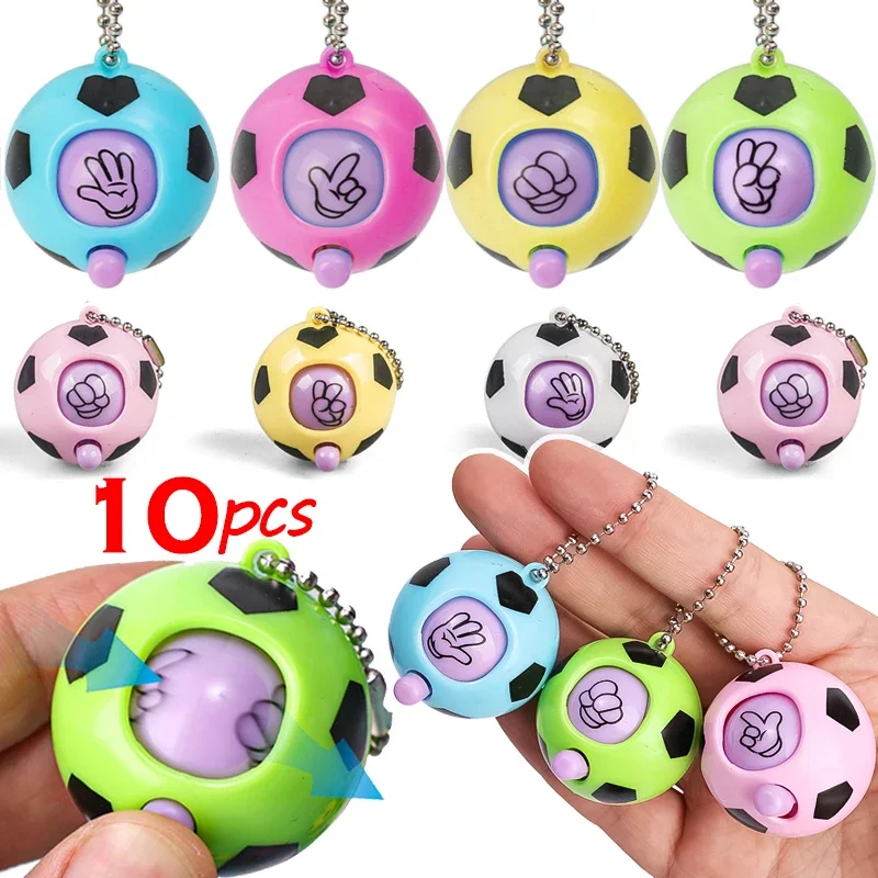 Creative Mini Football Guessing Egg Toy Kids Double Interactive Stone Scissors Cloth Face Twisted Egg Toy Student Key Chain Gift