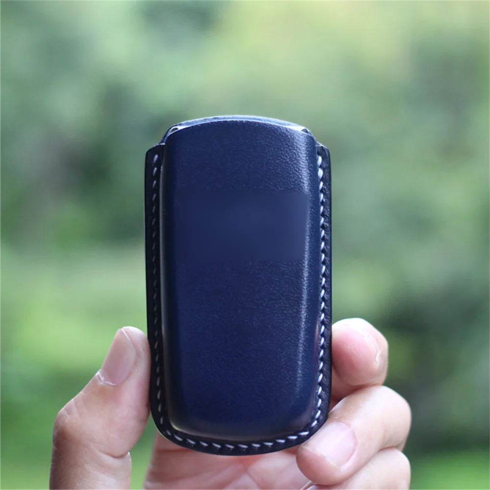 100% Handmade Leather Remote Start Smart Car Key Fob Case Cover Protector Holder Auto Accessories Keychain For Aston Martin DB9