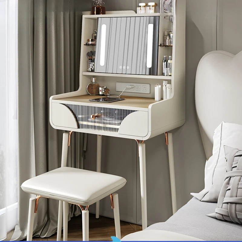 

Cream style dressing table, large capacity integrated dressing cabinet in bedroom, modern and minimalist small apartment