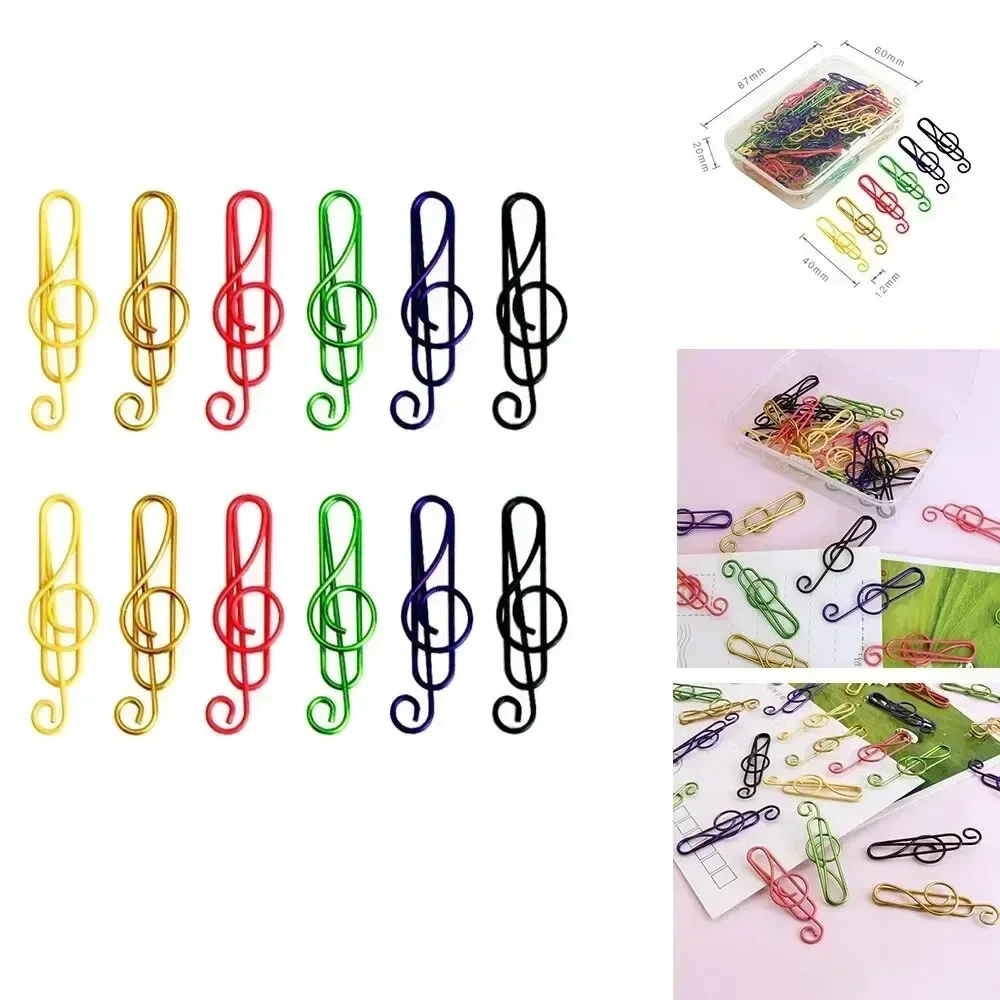 New 30/50/100pcs Colorful Music Note Shaped Paper Clips Decorative Colorful Decor For Office Bookmark Stationery Paper Clip