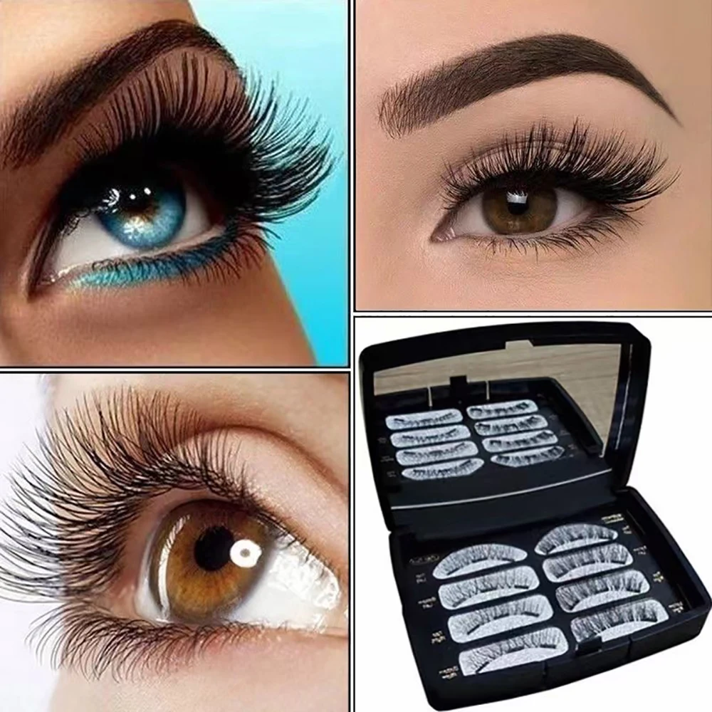 Mix Eyelashes 2 Pairs Double Magnet False Lashes Set 3D Magnetic Eyelashes with Acrylic Box Reusable Makeup Tool Girls\' Gift