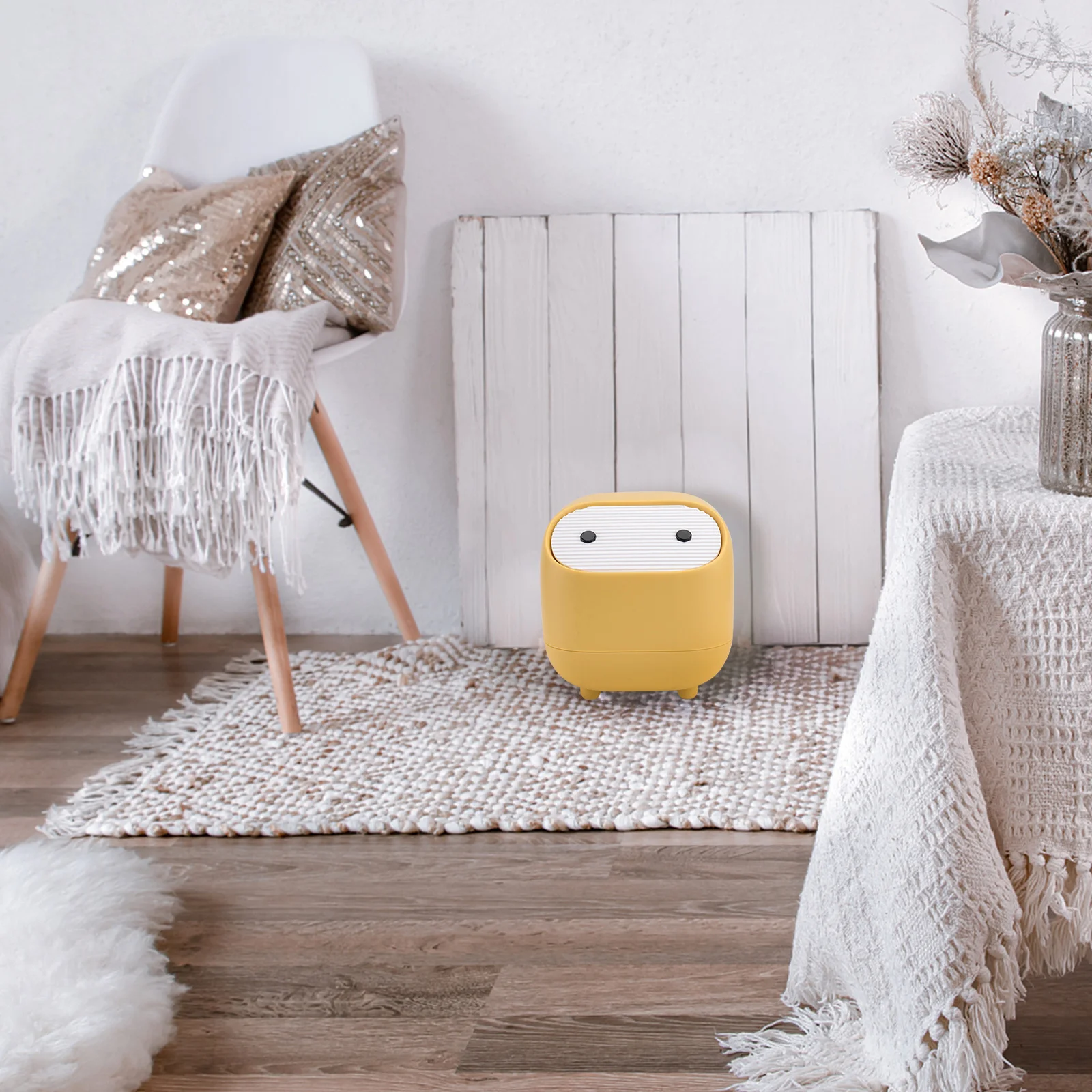 

1Pcs Desktop Trash Bin Compact Size Lovely Design Pressing Type Waste Basket for Home Office Student Dormitory Trash Can