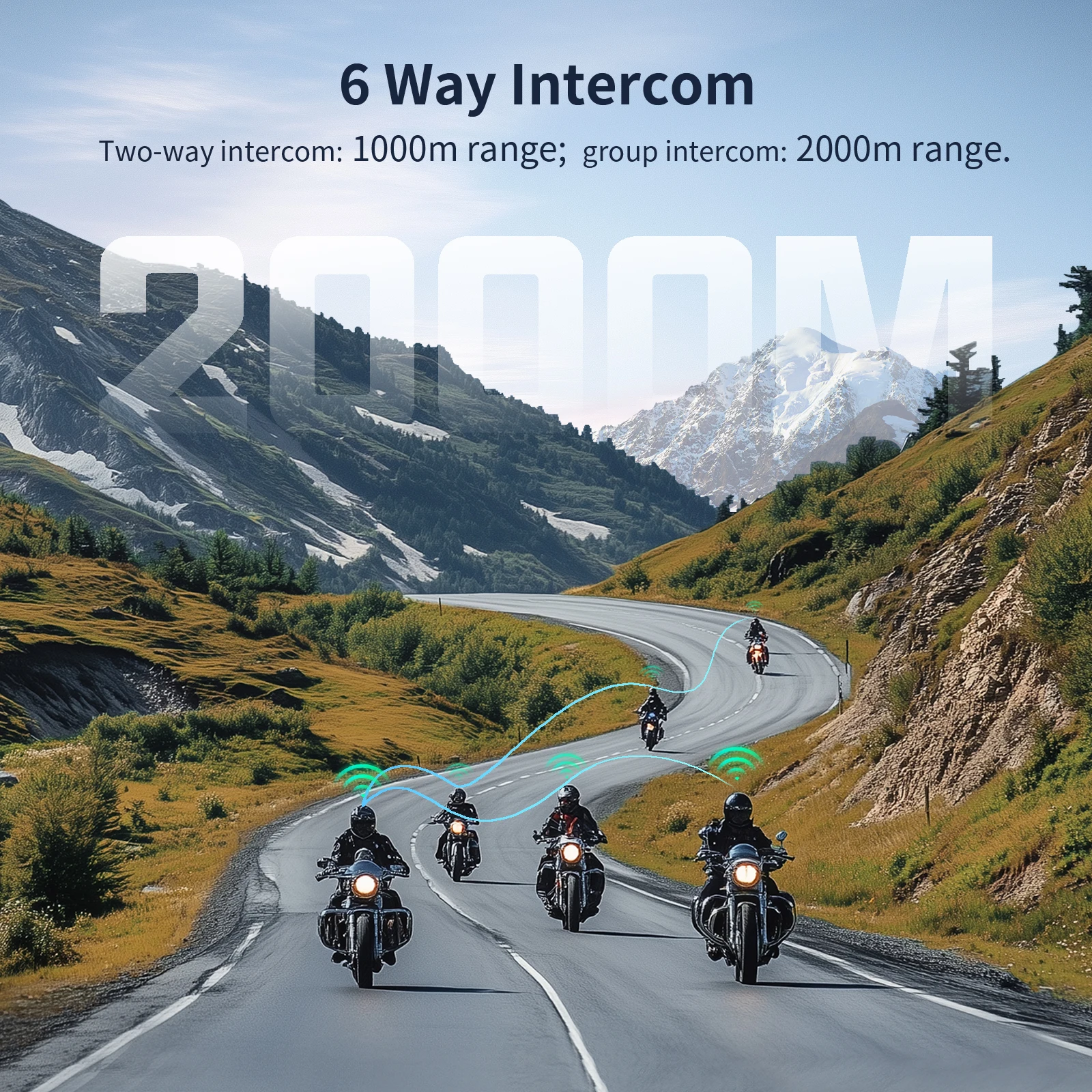 2pcs Fodsports T1 Pro Motorcycle Intercom,Bluetooth Helmet Intercom Headset,6 Riders 2000M,BT5.4