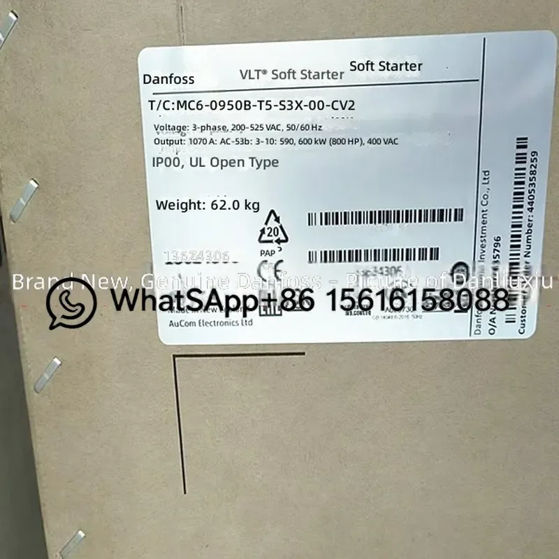 136Z4306 Danfoss Soft Starter MCD60950BT5S3X00CV2 Motor Control Unit Industrial Automation Component Replacement Part High