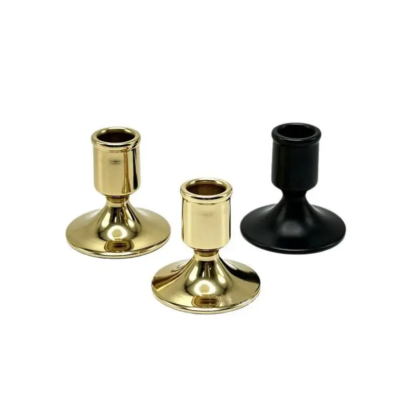 【YA】Retro Metal Teacup Shape Candle Holder Ridged Chamberstick for Bedroom Nightstand Mantelpiece Home Daily Decor