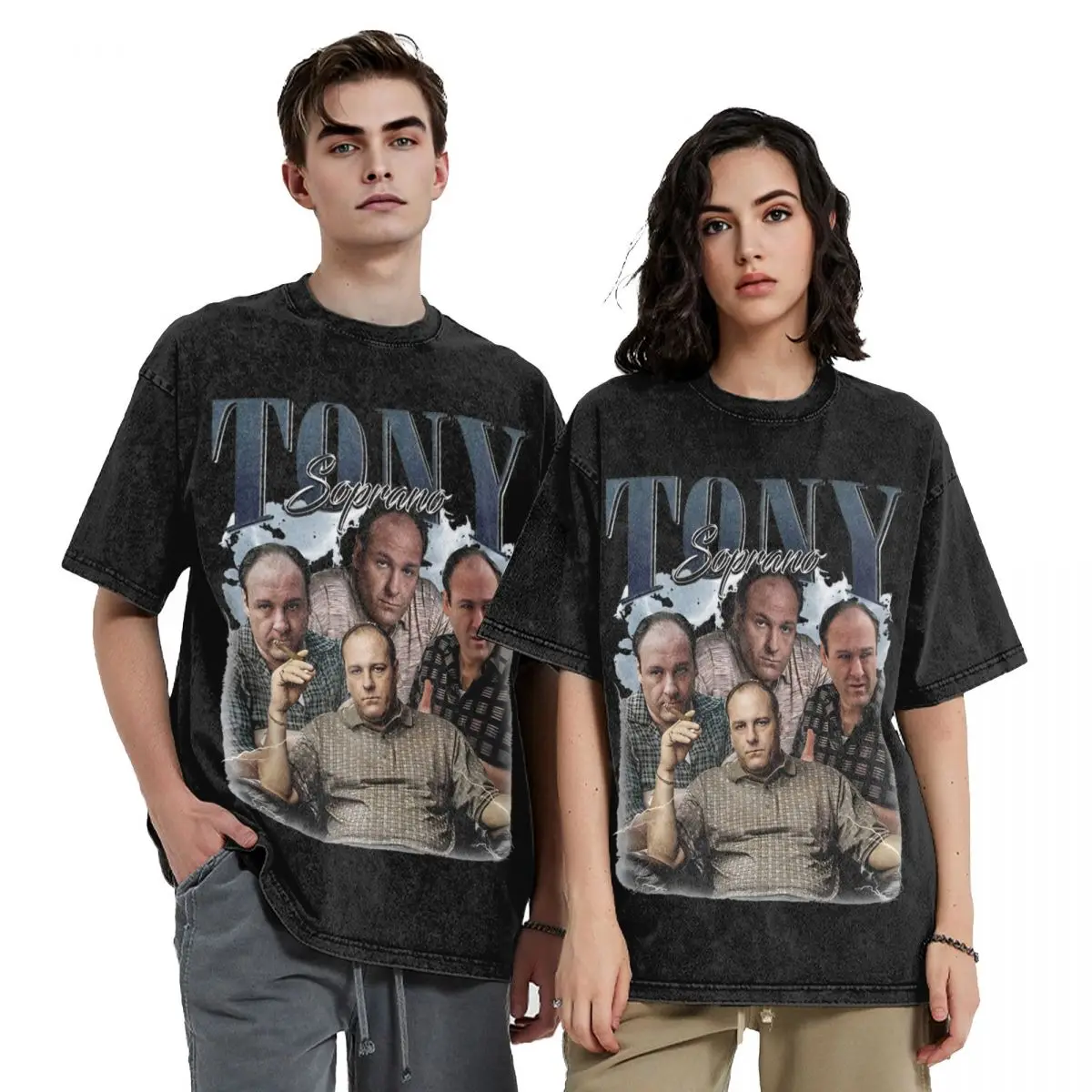 Graphic Printed Vintage Tony Soprano Bootleg Washed T Shirt Outfit Harajuku T-Shirt The Sopranos Movie for Men Women Tees