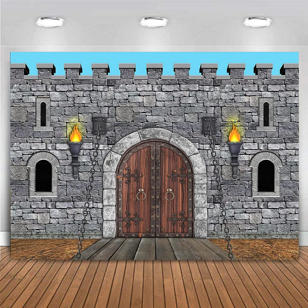 

Medieval Castle Gate Entrance Ancient Stone Wall backdrop Knight Keepers Halloween Birthday Party Decor Photography Background