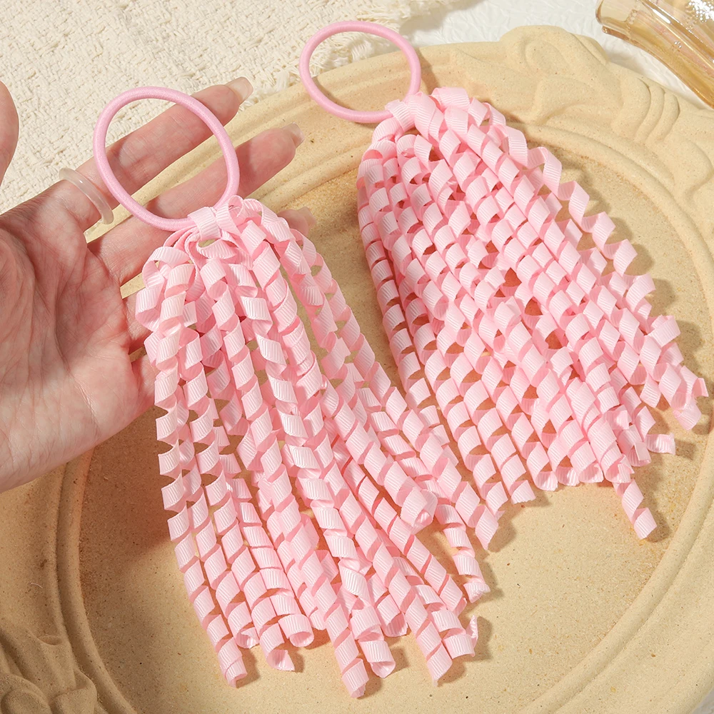 2 Stück/Set Satin-Quasten-Stirnband und Pferdeschwanzhalter, geeignet für Mädchen, dekoratives Haar-Accessoire für WM-Partys – Detail 5