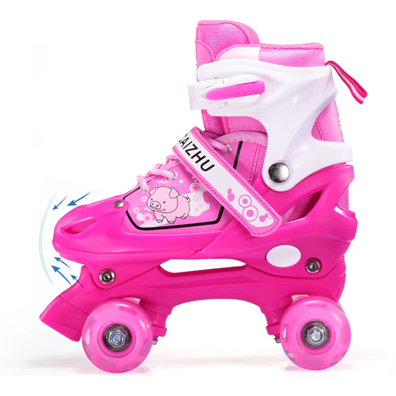 size 26 Boy Girl Kids Skates Children Roller Skates Skating Shoes Sliding Adjustable Quad Sneakers Flash 4 Wheels Roller Skates