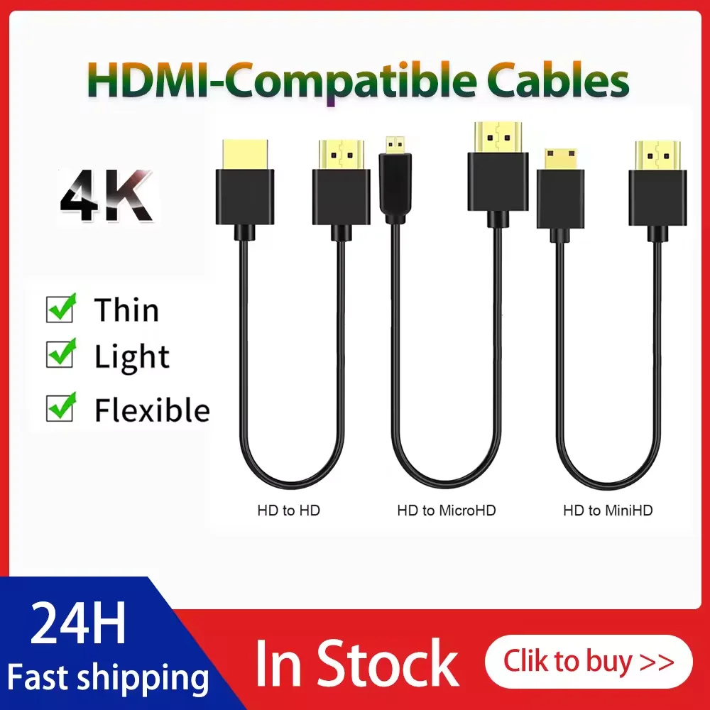 Ultraweiches und dünnes HDMI-zu-Mini-HDMI-Kabel, Hochgeschwindigkeits-4K@60Hz, 18 Gbit/s, 2160p, Unterstützung für Kamera, Monitor, TV, flexibles HDMI-Kabel